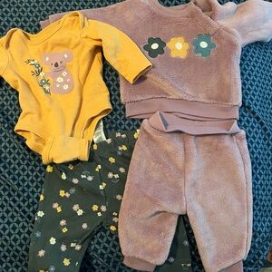 Adorable Baby Outfit Set with Koala and Floral Designs